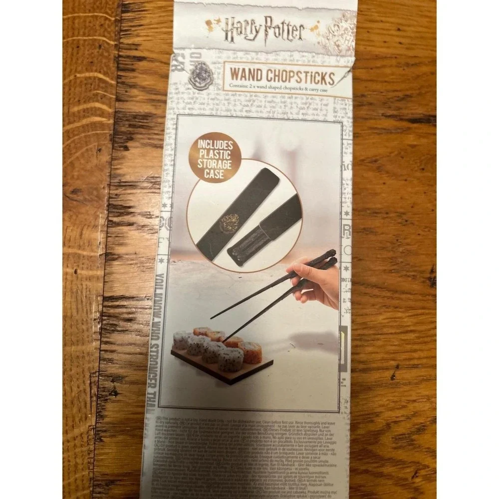 Harry Potter Wand Chopsticks with Plastic Storage Case Paladone Brown New